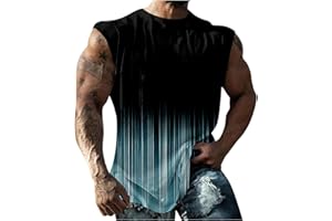 HAOLEI Gym Vests for Men UK Sale Clearance Running Muscle Tank Top Athletic Training Gym Shirts Workout Bodybuilding Vest Printed Cotton Tank Top Cut Off Sleeveless T Shirts