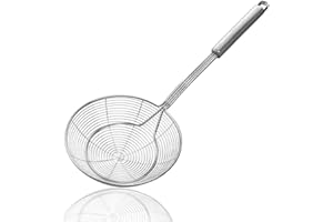 Aieraczy 16cm Schaumlöffel Edelstahl Groß, Schaumkelle, Abseihlöffel Sieb, Spinnennetz-Schöpflöffel, Skimmerlöffel, Küchensieb für Wok Zubehör, Filter Skims Fat Scum, Skimming Fett Schaum
