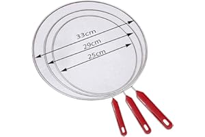 VR7 Splatter Screen Guard Stainless Steel, Splash Guard Grease Splatter Guard, Non-Stick Extra Fine Mesh Weave for Cooking & Frying Pans Pots Skillets, Silver (White, 25cm + 29cm + 33cm)