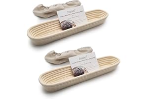 JRANTER Set di 2 cestini per lievitazione pane e fodera in lino, 38,1 cm