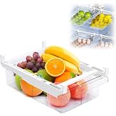 Refrigerator Sliding Drawer, 12 x 20 x 9.5 cm, Fridge Storage Drawer with Handle, Removable Retractable Fridge Drawers, for V