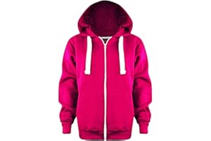 AHR Z&H Kids Girls & Boys Unisex Plain Fleece Hoodie Zip Up Style Zipper Age 2-13 Years