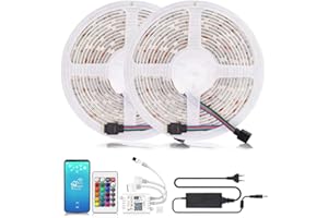 Arotelicht Zestaw taśm LED RGB Strip Kit, Smart RGB LED, listwa świetlna współpracuje z pilotem zdalnego sterowania 5050SMD,z zasilaczem i kontrolerem (RGB WiFi-control(waterproof）, 10M 12V（30leds/M）)