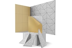 TOPNACA Acoustic Wall Panels, 18 Pack Decorative Sound Absorbing Panel for Walls, Doors & Ceilings, Self-Adhesive Acoustic Tiles for Office, Recording Studio, Gaming Room Pared (12"x12"x0.4", Grey)