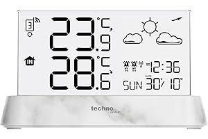 Technoline WS6782 – Die elegante Funk-Wetterstation mit transparentem Display, Innentemperatur und Außentemperatur, sowie und präziser Wettervorhersage Uhrzeit