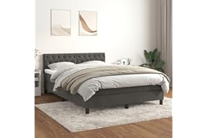 Hommdiy Boxspringbett mit Matratze Dunkelgrau 140x200 cm Samt