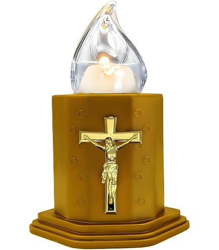 La Briantina Elektrisches LED-Teelicht – Goldfarben Mit Kreuz, Blinkend, 150 Tage Lebensdauer, 11x8x6 Cm