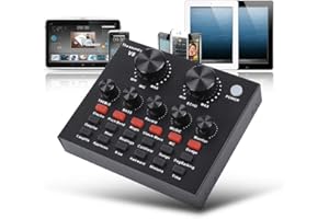 Tree2018 Sound Mixer Board with Voice Changer and Sound Effects, Audio DJ Mixer for Phone Computer Game Tablets with 3.5mm Audio Jack, Live Sound Card Broadcast Streaming Karaoke Recording (Black)