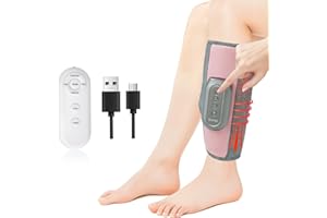 SUJFEE Masajeadores de piernas con calor, masajeadores portátiles inalámbricos de pantorrilla, 5 intensidades, 3 modos, apagado automático de 15 minutos, compresión de 5 bolsas de aire (individual)