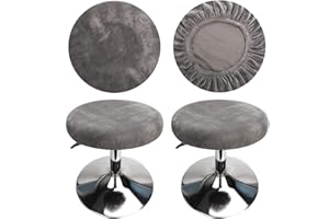 HuaLiSiJi Copri Sgabello Rotondo Tessuto di Lusso Diametro 30-40cm, Elastico Antirughe Lavabile e Antipolvere (2 Pezzi Grigio)