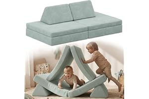 ‎BELLABINO Bellabino Nile Spielsofa für Kinder – Kindersofa Cord in Türkis – Spielesofa aus Schaumstoff Bausteine – modulare Kindercouch ausklappbar – Spielcouch waschbarer Bezug – Sofa Kinderzimmer Kuschelecke