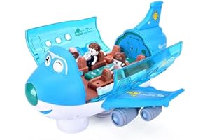 Hidyliu Children Electronic Musical Airplane Toys, Stunt Electric Airliner Toy with Light Effects Rotating Super Trick Gift 360 Rotating Electric Toy Airplane for Toddlers Boys