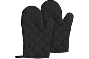 SSHUIKKAI 2 Stück Topflappen Handschuh, Ofenhandschuhe Hitzebestaendig, Topfhandschuhe, Backhandschuhe, für Kochen Backen Grillen Auflaufform(Schwarz)