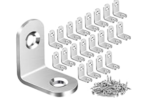 ZiYuya Winkelverbinder winkel 90 grad Edelstahl Winkel Klammern L-Form Rechtwinkliges Edelstahl Ecke Klammer Möbel für Bracket Möbel Tabelle Stuhl Bücherregal Silber, 20 Stück, 25 mm x 25 mm