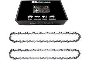 REIWOSEE Cadenas de Motosierra para recargable mini motosierra 10 Pulgadas 2pcs, Paso de la Cadena 3/8" Calibre de la cadena 0.050” (1.3mm) Número de eslabones 40DL, Motosierra longitud de la espada 25cm