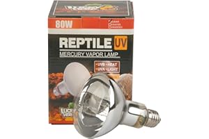 LUCKY HERP Reptile UVA/UVB à vapeur de mercure ampoule lampe, E27 VIS, 80 Watt (Transparent)