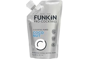 FUNKIN Coconut Puree Cocktail Mixer | Made with Real Fruit | Fresh Fruit Puree for Professional Cocktails, Smoothies, & Desserts | 0% ABV | Resealable Pouch | 1kg, Pack of 5