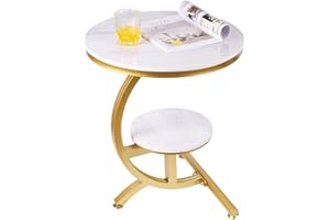 suruim Luksusowy marmurowy okrągły stolik kawowy, sofa, narożnik do salonu, przy łóżku, na zewnątrz, meble wewnętrzne (złoty + biały)