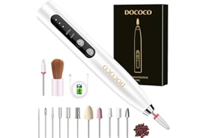 DOCOCO Ponceuse pour Ongles Professionnel 35000 tr/min, 15 en 1 Lime a Ongle Electrique Sans Fil, Ponceuse Ongle Rechargeable Vitesse Réglable, Manucure et Pedicure