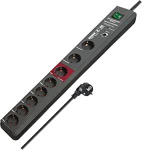 Brennenstuhl Secure-Tec Power Strip with Surge Protection and Master / Slave Function (3 m Cable and Switch) Colour: Anthracite, grey, 1159490936