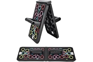 GLKEBY 15-in-1 Foldable Multifunctional Push-Up Rack Board - Portable Fitness Training Equipment for Home, Office & Travel, Adjustable Handles for Full Body Workout