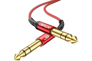 JSAUX Gitarrkabel 2 m, 6,35 mm Instrumentkabel, E-Gitarr Till 6,35 mm, 1/4 Tum Jackkabel Kompatibel Med Gitarrer, Tangentbord