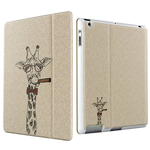 iPad 2 3 4 Hülle, ESR® Illustrator Series PU Ledertasche mit Auto aufwachen/Schlaf Funktion Schutzhülle für iPad 2/3/4 (Gigant Giraffe) - 3