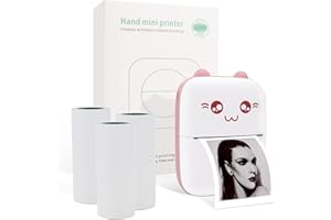 HANSILK Mini Photo Printer, Portable Pocket Printers Thermal Printer with 3 Rolls(10M) of Thermal Paper Wireless Bluetooth Printers For Study And Note Daily Plan Compatible With Android and IOS APP