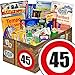 Produktbild 45. Geburtstag Geschenke Ostpakete - SPEZIALITÄTEN Box + Geschenkverpackung "Verkehrsschild 45" mit Ostmotiven + Geschenkset mit Rotkäppchen Sekt 0,2L, Brausepulver, Rote Grütze Himbeer uvm. +++ Ostprodukt DDR Box als Geschenkkorb mit Kultprodukten der DDR ++ Geburtstagsgeschenk Ostpaket Geschenk Ideen für Männer was schenken Männer Geschenke Geschenke für Mutter Geburtstagsgeschenk Geschenk Ideen für Mutter Geschenk für Ihn