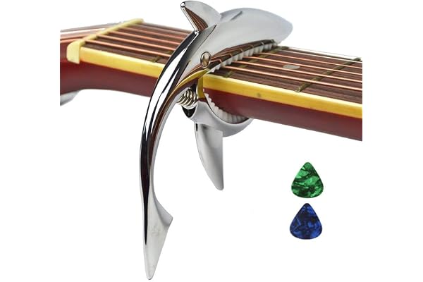 melod Capodastre de guitare en alliage de zinc Capodastre Shark pour guitare acoustique et électrique avec une bonne sensation de main, pas de fret buzz et durable(argent)
