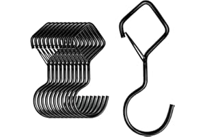 MOGADEE® 10 Stück S Haken Schwarz Mit Sicherung, Zum Einhängen für Kleiderstange in Küche, Werkstatt, Badezimmer, Garten, Schlafzimmer, Draußen