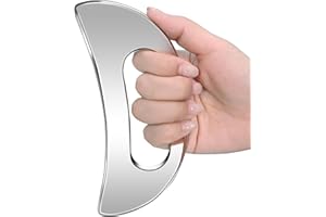 HELINING Stainless Steel Body Gua Sha Massager, Large Guasha Scraper with Handle, Lymphatic Drainage Massage for Legs, Back, Face, Neck, Muscle Relaxation & Pain Relief, Removal of Fatigue