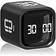 Cube Pomodoro Timer, Smart Productivity Timer 5/10/30/60 Minutes & Custom Countdown, Pause & Resume, Adjustable & Silent Visual Timer, Portable Rotation Multi Desk Timer for Study Task Work Kitchen