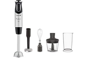 Moulinex Pied mixeur, 1000 W, 10 vitesses, Pied métal, Accessoires hachoir, Fouet et presse purée, Quickchef 4-en-1 DD65H810