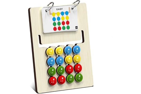 M2K HUB Wooden Montessori Wooden Puzzle Game for Kids, Color & Pattern Matching Learning Educational Toys for Kids and Adults (15 Challenge Card)
