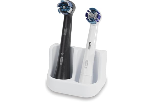 Qikfresh Hållare för 2 borsthuvuden till eltandborstar (Vit) | Kompatibel med Oral-B, iO, Philips Sonicare, Waterpik & Fairywill - livsmedelsklassad silikon - kompakt för alla badrum