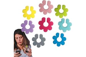 Pomrone Marcatori per bicchieri da vino - 14 Pz/set Teschio e Fiore Bere Targhette Nome in Silicone - Ciondolo in vetro per bevande Ciondolo per vino per calici, Etichette per bevande Segna bicchieri