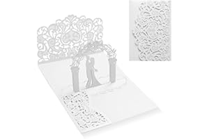 ‎SIUMIR Siumir Pop Up Hochzeitskarte mit Umschlag 3D Karte Hochzeit Glückwunsch Karte Hochzeitseinladungen für Hochzeitstag, Valentinstag, Hochzeitsgeschenke (Weiß)