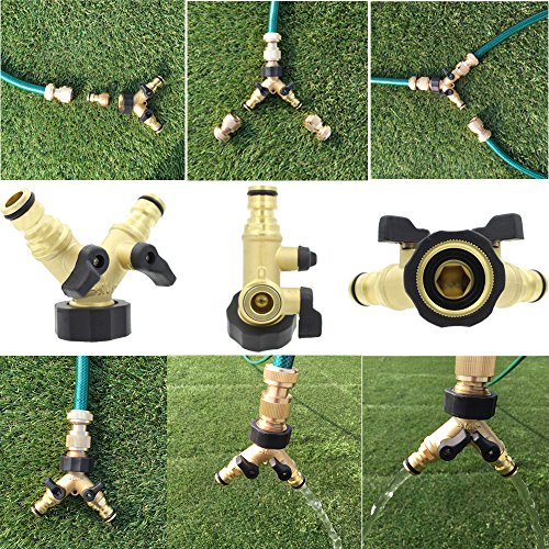 BTSKY TM Messing massiv Doppelter Hahn-Adapter, mit individuellen An/Aus-Ventilen - 7