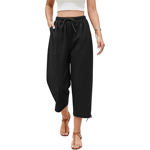 Fakanhui nette linnen formele damesbroek, casual zomerbroek voor kantoor, rechte wijde pijpen, pantalon van katoen linnen, M Lange