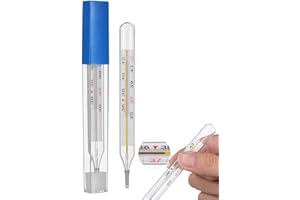ETRADEMART Thermometer – Accurate Glass Body Temperature Measurement for Fever, Reusable Galium Tin Alloy Thermometer for Kids & Adults,Home & Travel Use