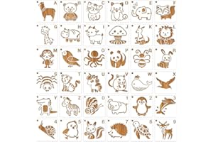 MWOOT 36 Piezas Stencil Plantillas Pintura Animal Lindo, Reutilizable Painting Templates Kit para Niños, DIY Dibujo de Plantillas de Pintura Artesanía para la Tarjeta de Regalo, Baby Shower(7.6x7.6cm)