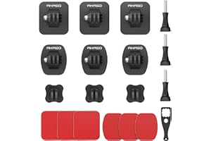 AKASO Support de Fixation Adhésif Incurvé et Plat pour Casque de Moto, Kit D'accessoires de Fixation de Boucle Adhésive pour Casque Compatible avec Gopro Hero 13/12/11/10/9 DJI Osmo, Insta360