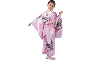 FGUUTYM Kimono Enfants Filles Japonais : Yukata Vintage Style Japonais Vêtements Traditionnel Vêtements de Mariage Fête Performance Robe de Soirée Manches Longues Imprimé Kimono Yukata Robe de bal