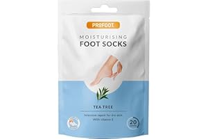 Profoot Moisturising Foot Socks, Intensive Repair Treatment for Dry Cracked Heels, Hydrating Foot Mask with Vitamin E and Tea Tree to Soften and Smooth Skin