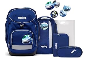ergobag pack Set ergonomischer Schulrucksack, Schulranzen, Vorgänger-Kollektion, flexibel 6-teilig Grundschule BlaulichtBär - Blau