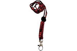 DOGCATZ Tough Paracord Neck Lanyard for Dog Whistles & Clickers, ID, Keys, Braided Knot (Red/Black)