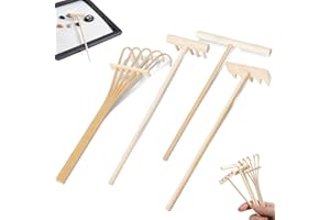 MHYMX Set of 4 Zen Garden Accessories Mini Zen Garden Tool Wooden Sand Rake Set Zen Garden Miniature Sandpit Small Zen Rake Crafts for Home Office and Table Decoration