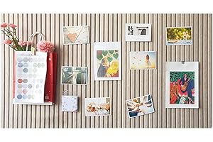 Rokeblau 60 x 40cm Bulletin Board, Decorative Felt Pin Board, 0.35“ Thick Foldable Photo Display Board with Self-Adhesive Tape, Vision Board for School Home Kitchen Office Walls - Camel
