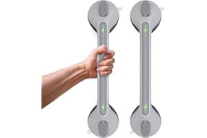 LORESJOY Maniglie Doccia Ventosa,43cm Maniglione Bagno Disabili con Avviso di Aspirazione, Portatili Maniglia Doccia Anziani con Ventosa,Maniglia Doccia Anziani Ventosa, Bagno Corrimano (2PCS)
